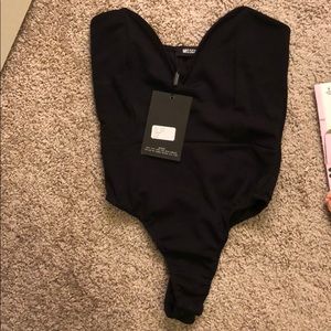 Deep v black bodysuit